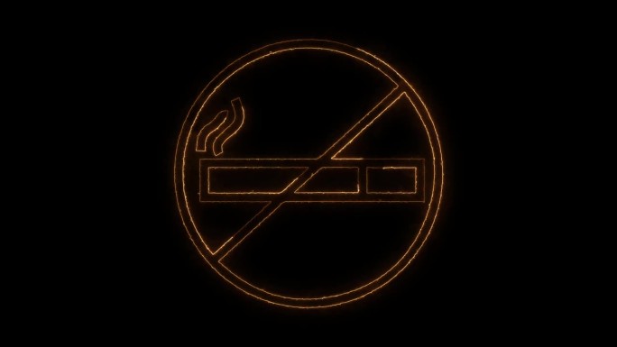 黑色背景的霓虹灯禁止吸烟。4 k动画。