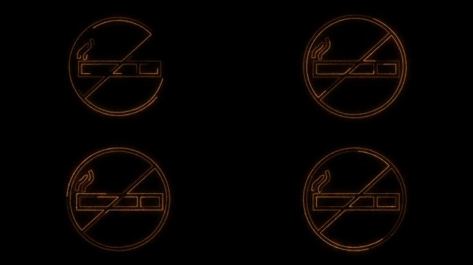 黑色背景的霓虹灯禁止吸烟。4 k动画。