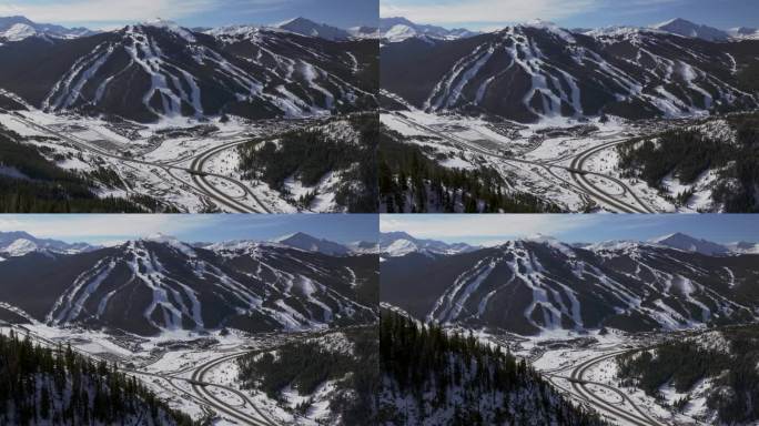 铜山科罗拉多州冬季12月圣诞节航拍无人机电影景观1970莱德维尔银索恩韦尔白杨十英里范围蓝天云向后通