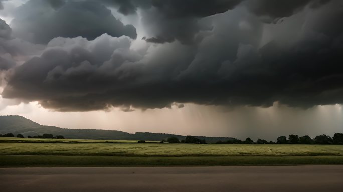 积雨云遮天蔽日云层透光空境云翻滚