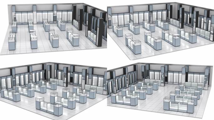 带展示柜的零售平面图