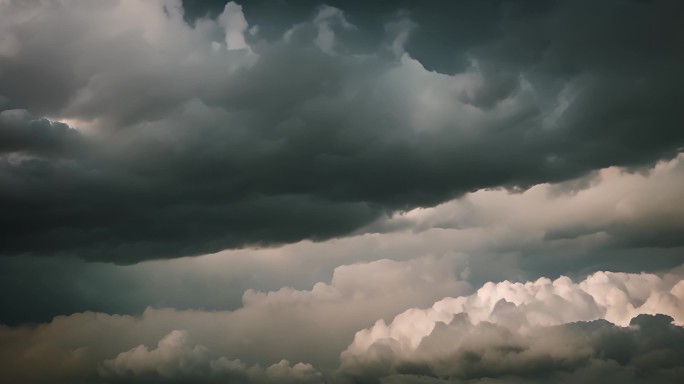 积雨云遮天蔽日云层透光空境云翻滚