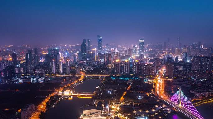 江苏无锡城市夜景延时航拍