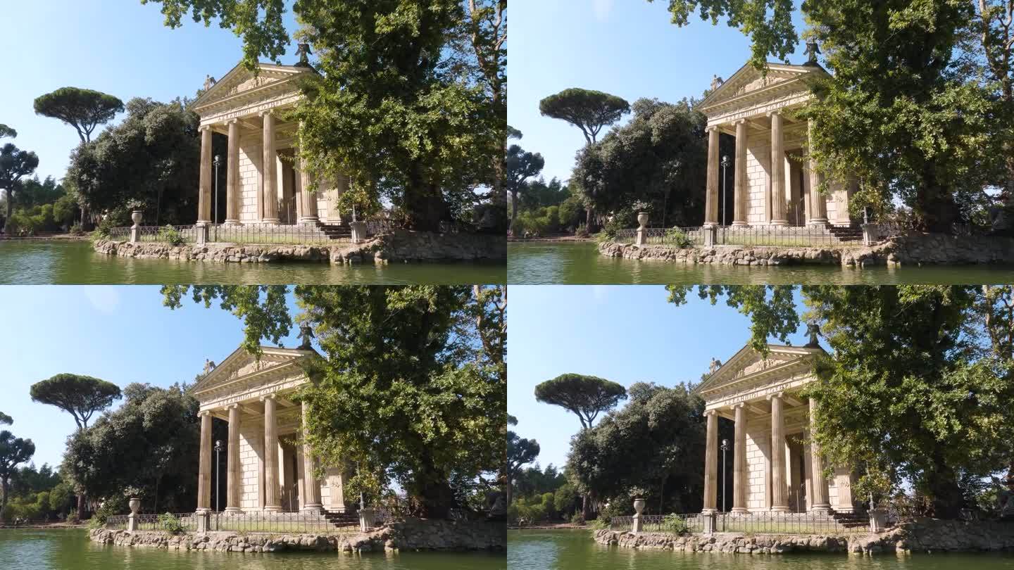 埃斯库拉皮乌斯神庙-近距离观察别墅博尔盖塞，罗马，意大利