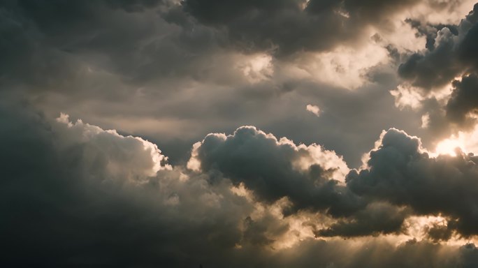 积雨云遮天蔽日云层透光空境云翻滚