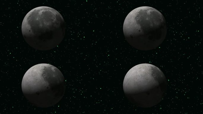 现实的满月与星星的背景，月亮行星旋转