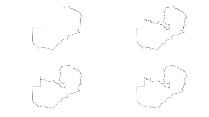 赞比亚国家地图图标的动画草图
