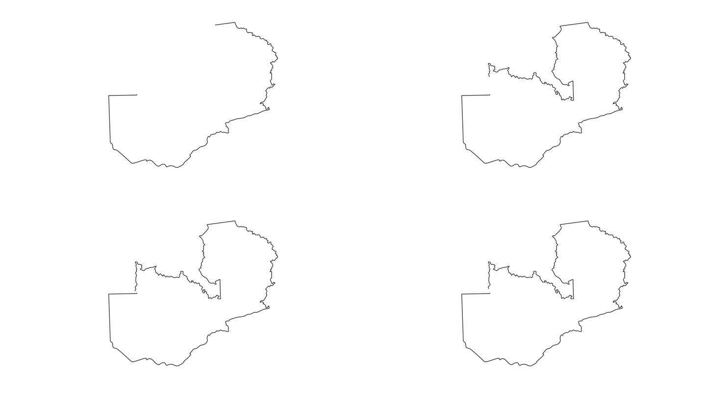赞比亚国家地图图标的动画草图