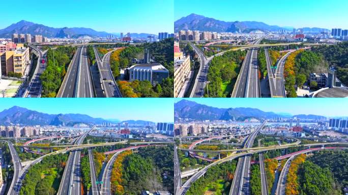 4k航拍延时温州仰义高速枢纽