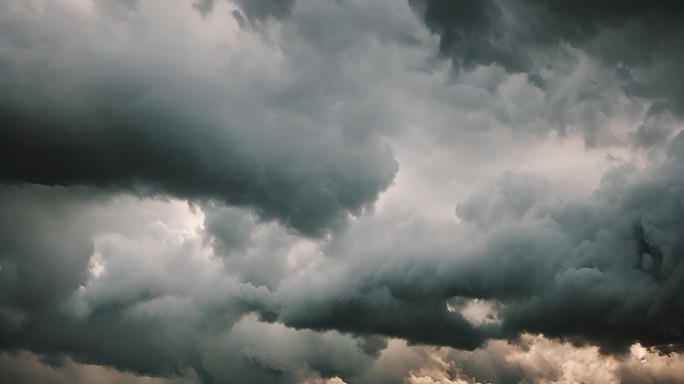 积雨云遮天蔽日云层透光空境云翻滚