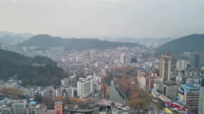 航拍遵义红花岗区遵义大景