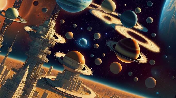 AI宇宙 星球 未来城市 科幻片