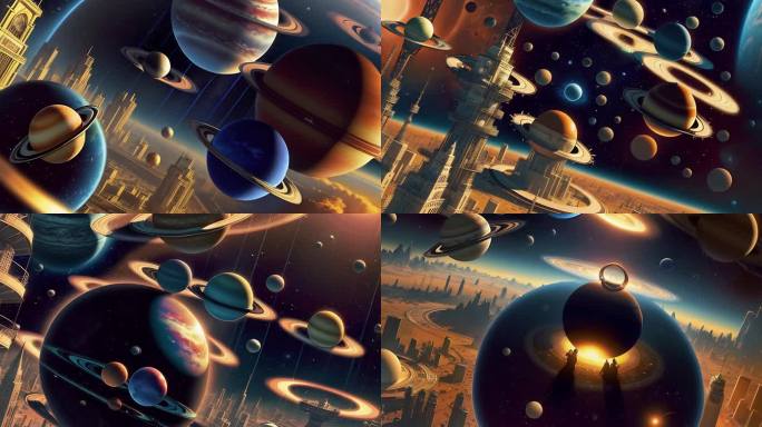 AI宇宙 星球 未来城市 科幻片