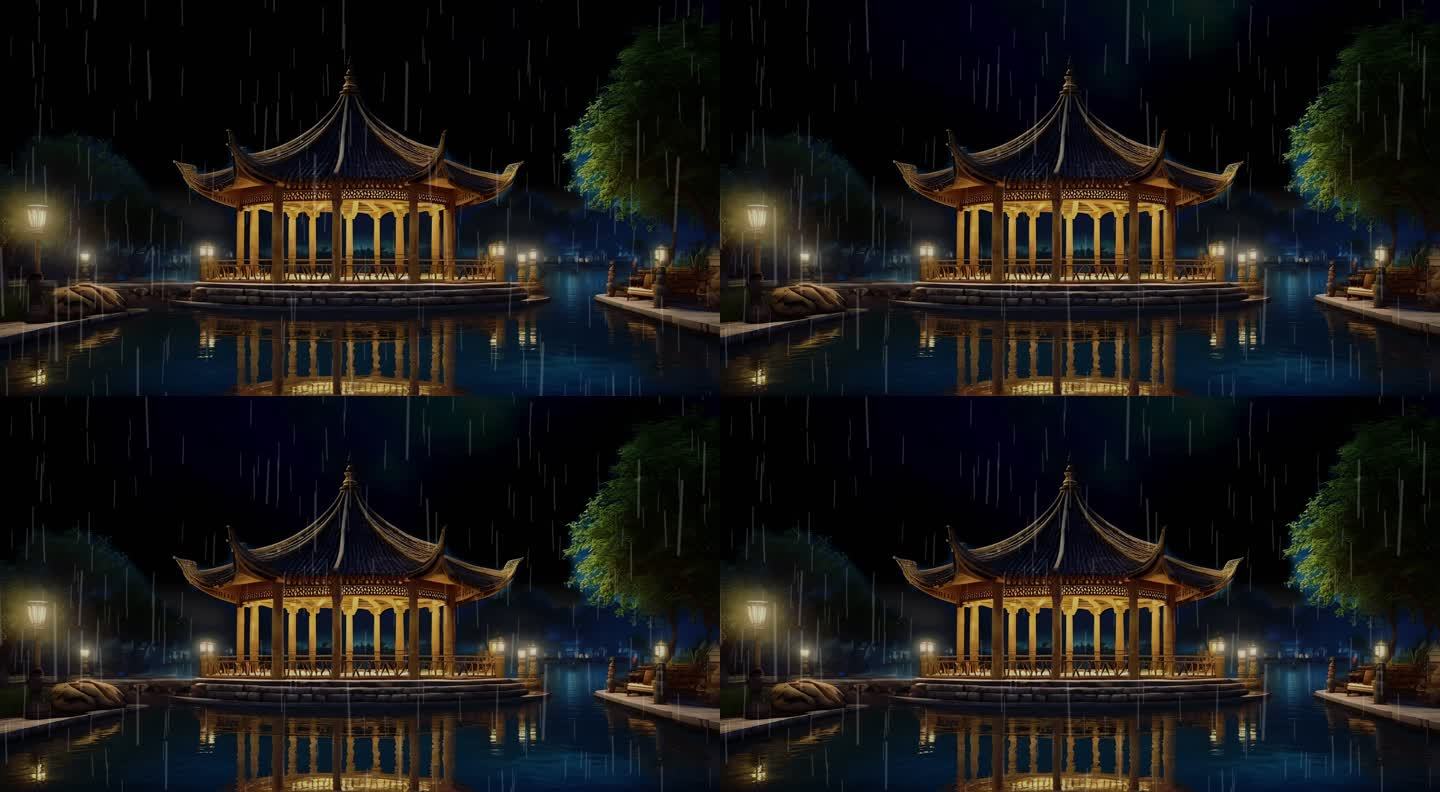 A 中式背景视频素材夜景视频