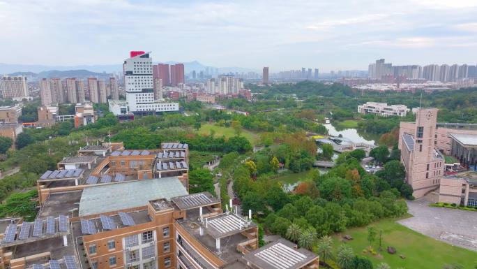 福州大学旗山校区航拍校园风景风光