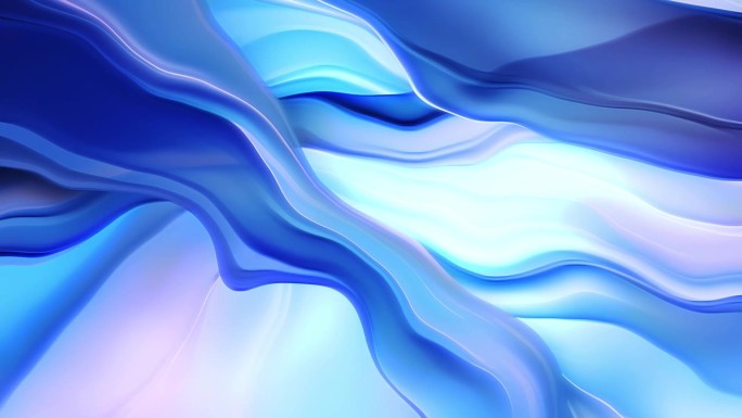 4k在抽象技术蓝色背景上迷人的移动波浪动画