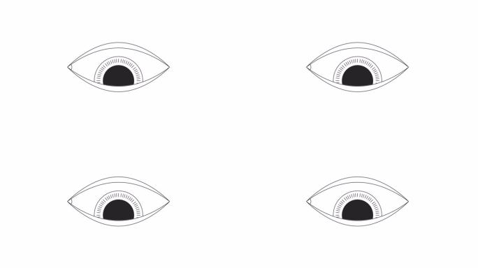 迷幻的眼睛向下看bw轮廓2D对象动画