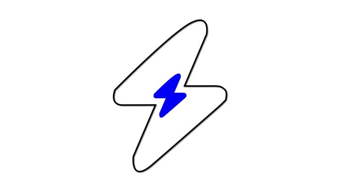蓝色闪电图标动画在一个白色的背景。
