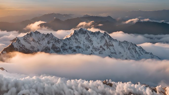 航拍雪山山川云海云层俯瞰大地日照金山大气