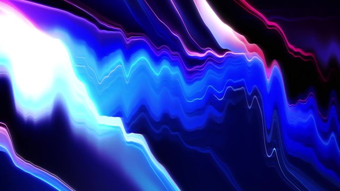 4k在抽象技术蓝红色背景上迷人的移动波浪动画