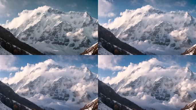 航拍雪山山川云海云层俯瞰大地大气震撼流云