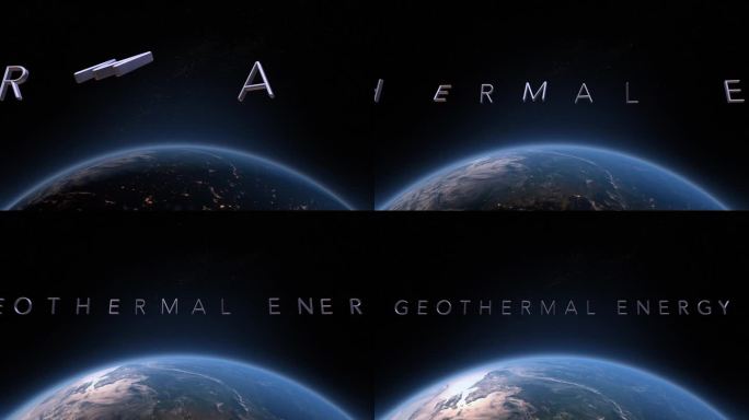 地热能3D标题动画以地球为背景