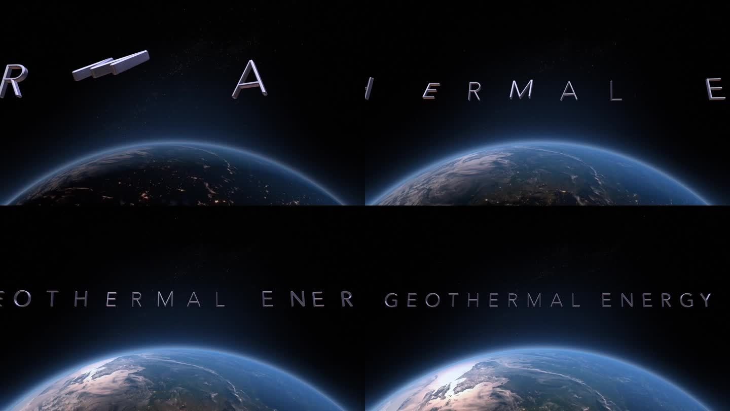 地热能3D标题动画以地球为背景