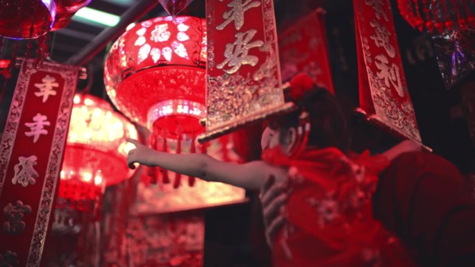 女儿和中国新年视频素材过年春节