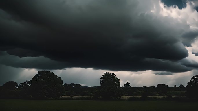 积雨云遮天蔽日云层透光空境云翻滚