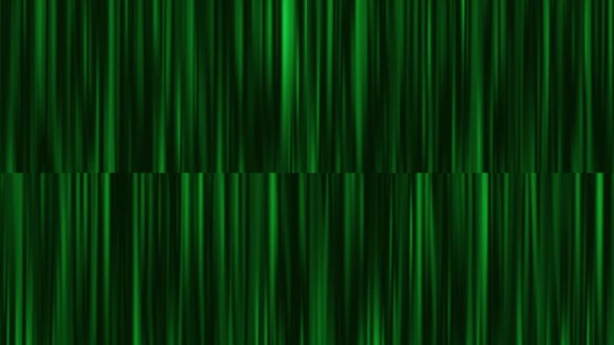 动画循环绿光闪烁竖线。摘要CG动画扭曲渐变光迹运动。4K未来的几何条纹图案移动发光条纹光泄漏。