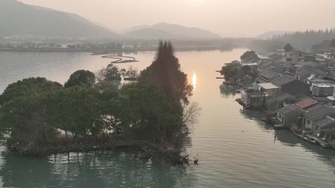 航拍宁波东钱湖郭家峙