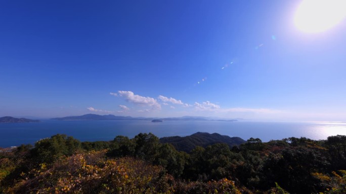 从福冈县大岛看美丽的大海和风景