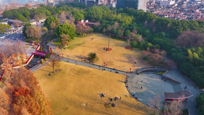 上海外滩古城公园航拍黄浦区城市风景风光