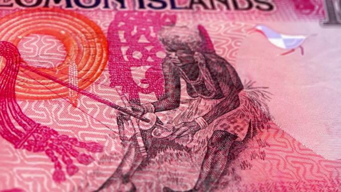 所罗门群岛所罗门群岛10美元钞票，所罗门群岛10美元，所罗门群岛美元的特写和宏观视图，跟踪和多莉拍摄