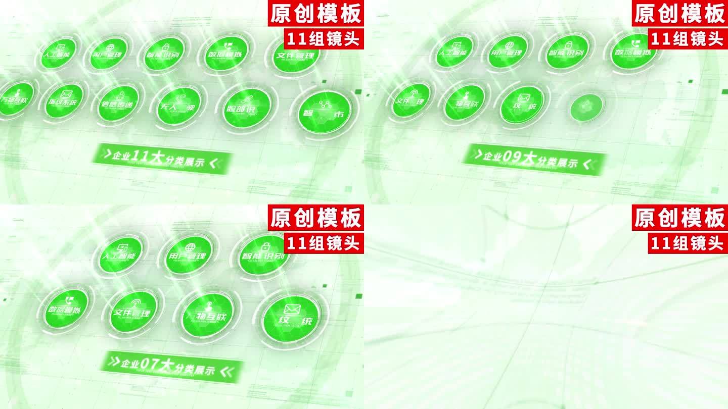 2-12-简洁绿色图标分类ae模板包装