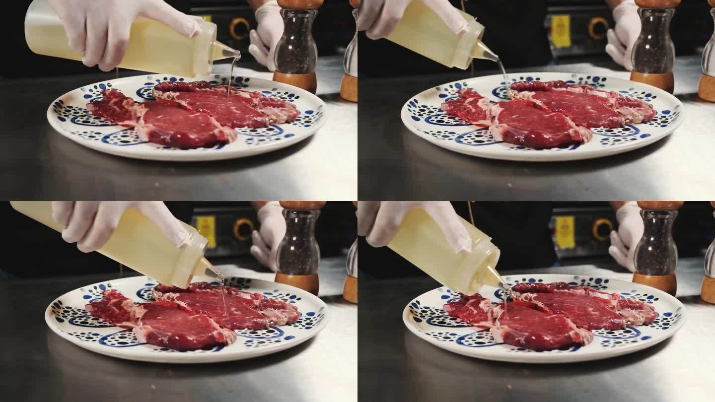 肥肉的特写视频视频素材生肉肉食