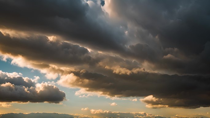 积雨云遮天蔽日云层透光空境云翻滚