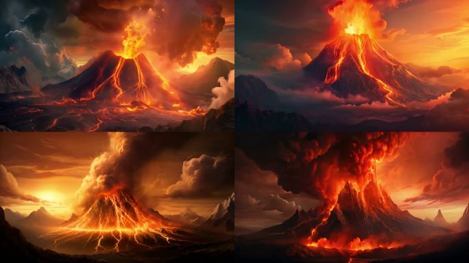 火山喷射火山爆发自然灾害