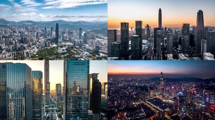 4K深圳航拍繁华的城市地标宣传片