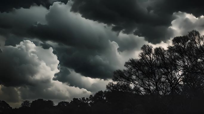 积雨云遮天蔽日云层透光空境云翻滚