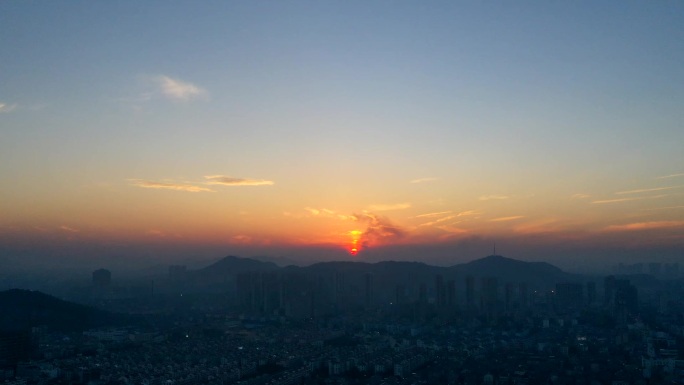 群山 夕阳 日落延时