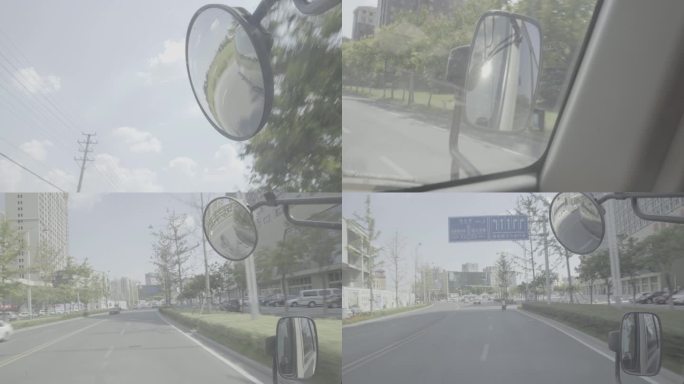 01汽车后视镜 大巴车后视镜 公路 玻璃