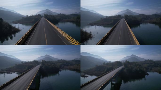 【原创】在雾气弥漫的桥面上航拍无人机视角