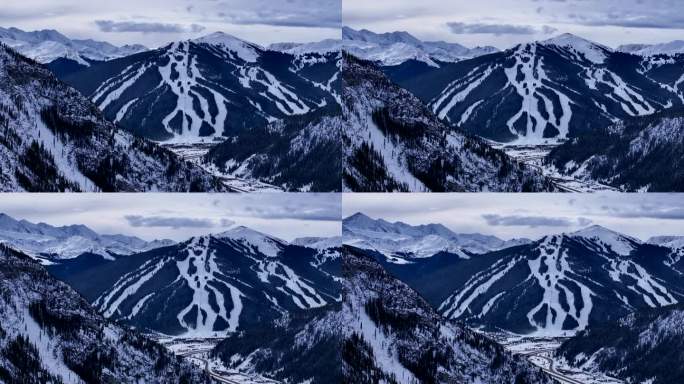 滑雪道小径遥远的i70铜山莱德维尔科罗拉多州冬季十二月圣诞节航拍无人机电影景观银索恩韦尔白杨十英里山