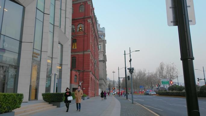 上海外滩建筑群街道街头街景夜景夜晚