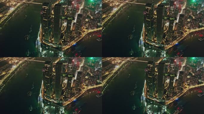 深夜高空航拍重庆渝中半岛朝天门夜景