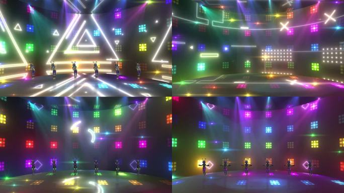 动感图形弧形灯光科目三兔女郎伴舞舞台背景