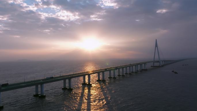 杭州湾跨海大桥日出日落