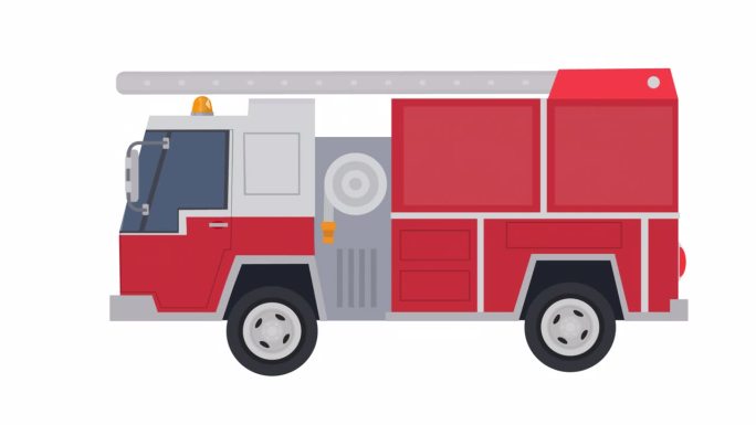 消防车。消防车的动画。卡通