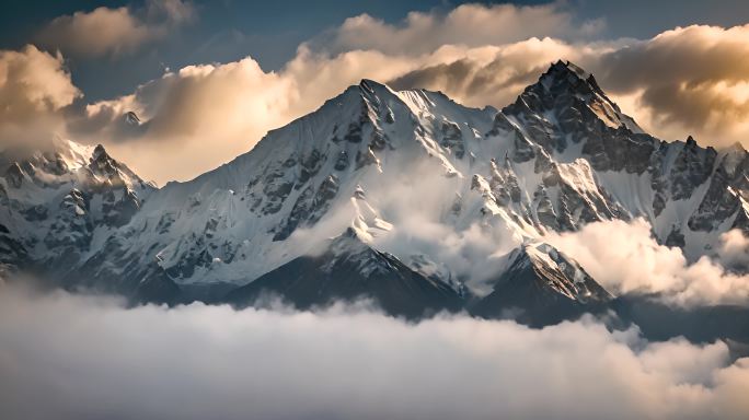 航拍雪山山川云海云层俯瞰大地大气震撼流云